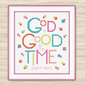 Buy 2 get 1 free God is good all the time Cross Stitch Motivational words bible Quote geometrical decor inspirational Father's Day Gift