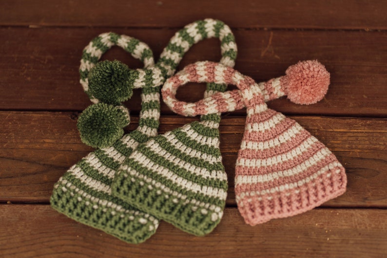 Striped newborn long tail hats