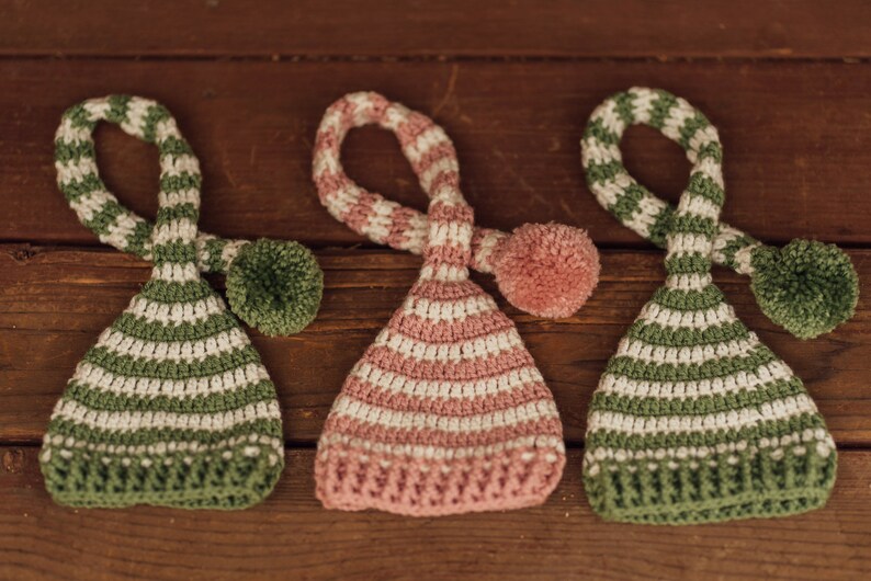 Striped newborn long tail hats