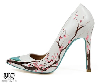 SAKURA | Stiletto - hand painted sakura shoes (cherry flowers shoes, custom paint stiletto)