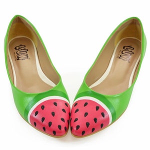 SANDIA Flats watermelon shoe fruit design shoe, custom design flat, hand painted flat shoe image 2