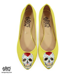 SUGAR SKULL Flats handmade design shoes day of the dead shoe, Mexican shoe, pointed toe flats image 3