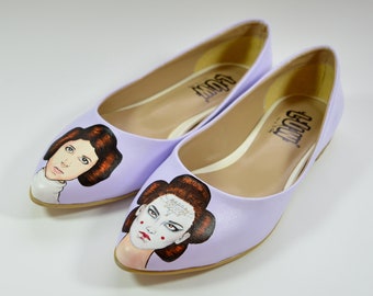 PADME & LEIA | Lilac Flats - Star Wars custom shoe, pointed toe flat shoe, handmade flats, custom design shoes