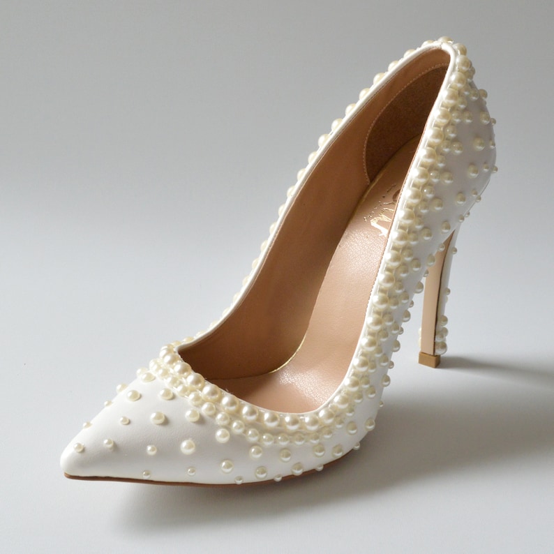 PERLA Wedding Shoes With Pearls Bridal Heels With Handmade Pearls ...