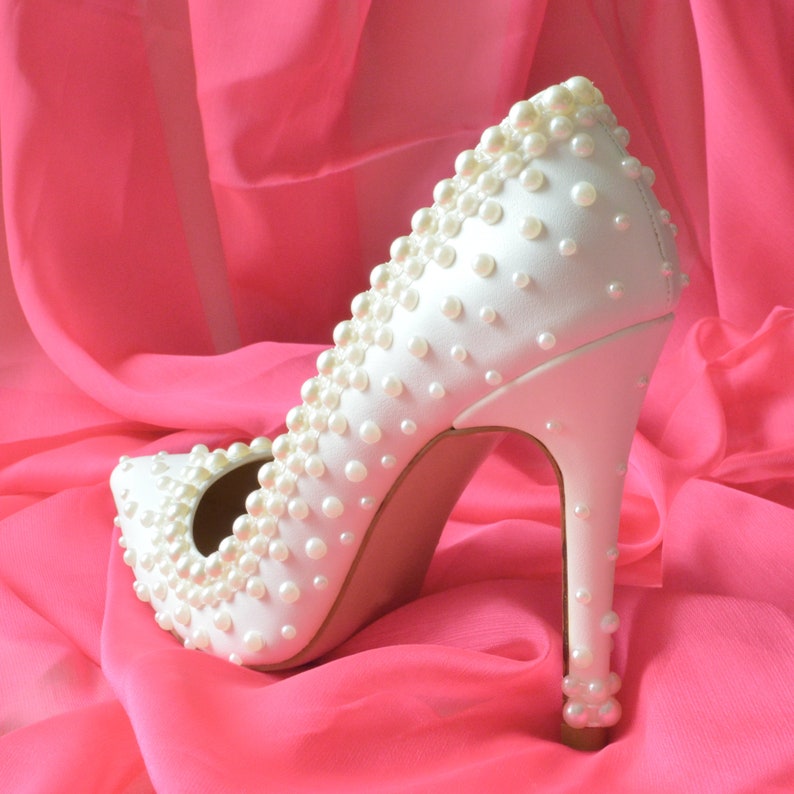 PERLA Wedding Shoes With Pearls Bridal Heels With Handmade Pearls ...