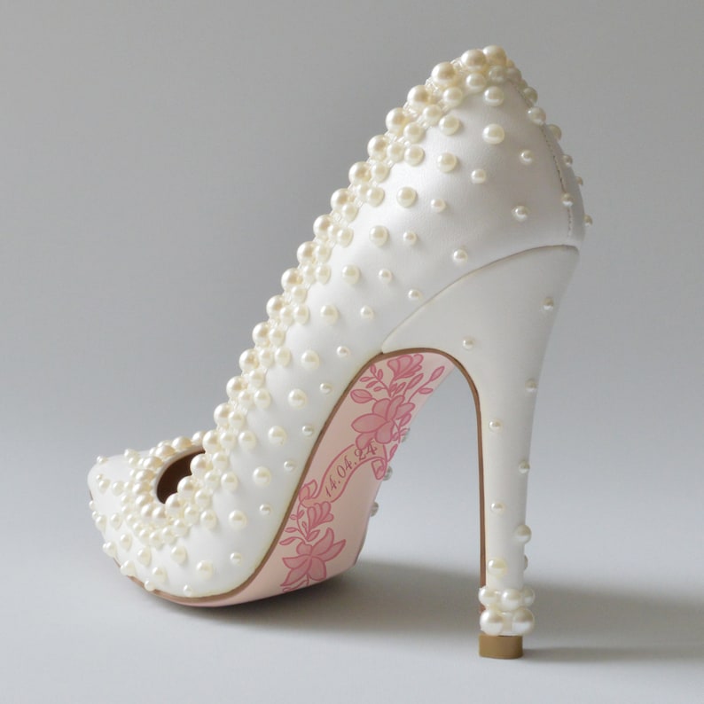 PERLA Wedding Shoes With Pearls Bridal Heels With Handmade Pearls ...