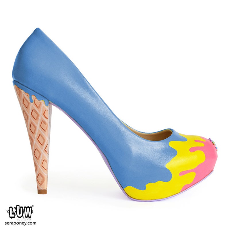 GELATO Pumps ice cream design shoes chocolate painted heels, candy colors custom pumps image 3