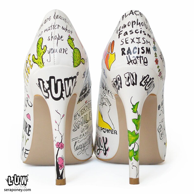 SULH Stiletto Hand Painted Shoe custom Write on Shoes Etsy