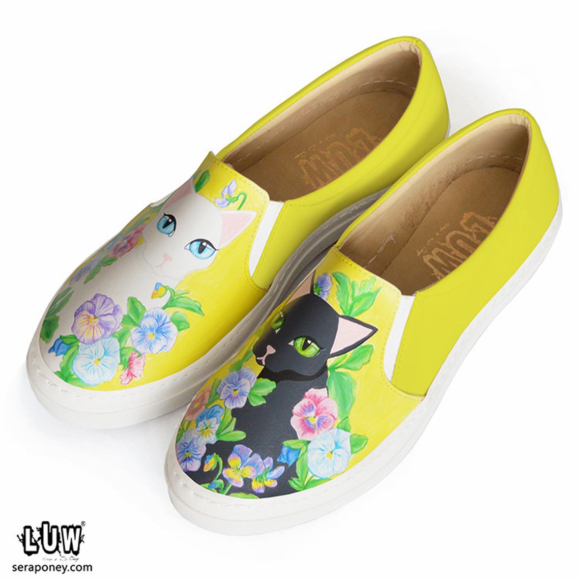 FELES Slipon Custom Cat Shoes black and White Cats Etsy