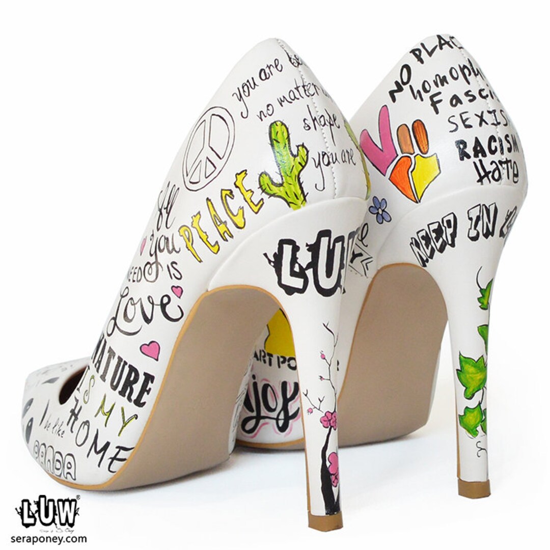 SULH Stiletto Hand Painted Shoe custom Write on Shoes Etsy