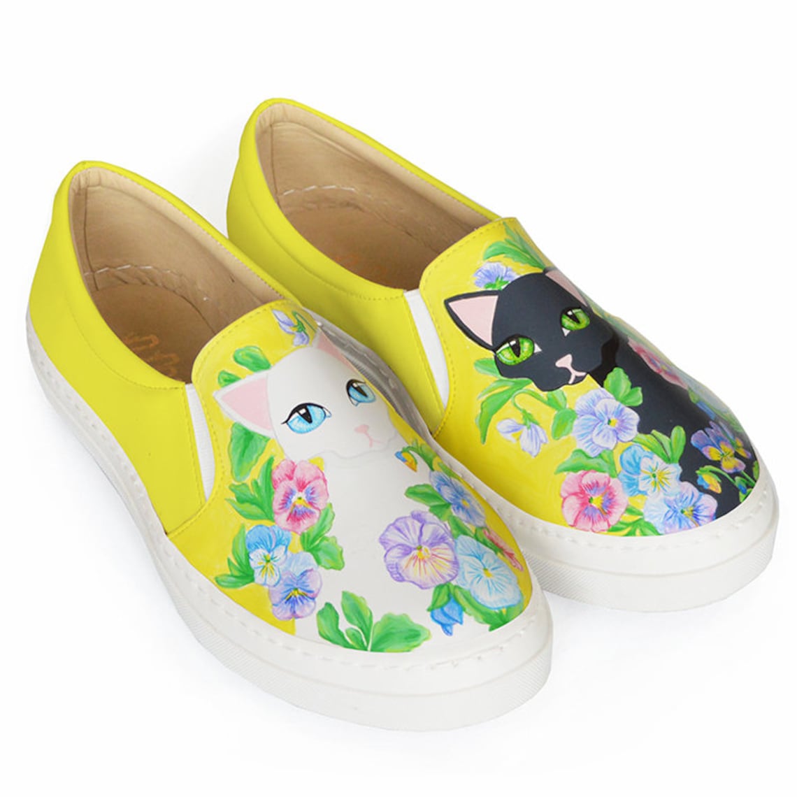 FELES Slipon Custom Cat Shoes black and White Cats Etsy