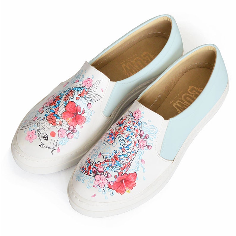 GOSHIKI Slipon koi fish shoes colorful koi fish slip on Etsy