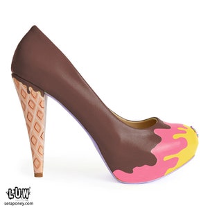 GELATO Pumps ice cream design shoes chocolate painted heels, candy colors custom pumps image 4