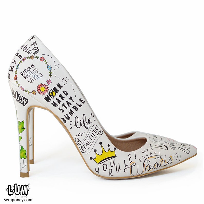 SULH Stiletto Hand Painted Shoe custom Write on Shoes Etsy