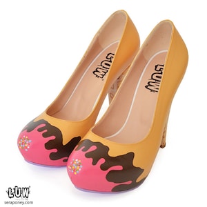 GELATO Pumps ice cream design shoes chocolate painted heels, candy colors custom pumps image 1