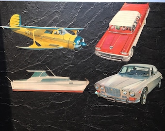 Collage kit - Vintage collage pieces 1950's 2 cars, 1 boat and 1 plane