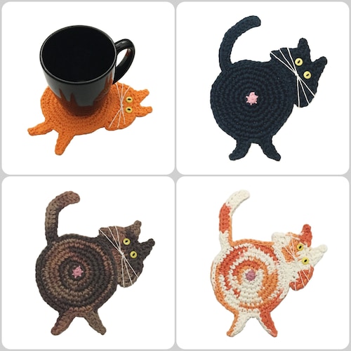 Dessous de verre pour fesses de chat, tapis pour boisson Kitty Bum, cadeau pour dame chat fou, décoration sur le thème du chat, cadeau pour maman chat, cadeau bâillonnement drôle humour pour les amoureux des animaux