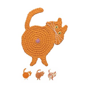 Orange Cat Butt Coaster, Kitty Bum drink mat, crazy cat lady cat mom cat person gift funny quirky humor gag gift for animal lovers cat decor