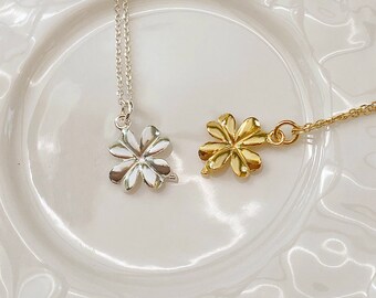 Silver Four Leaf Clover Necklace Good Luck Necklace Dainty Necklace Clover Jewelry Gift for Her Good Luck Gift Sterling Silver Necklace