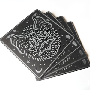 Dusk - Gothic bat coaster / laser engraved / spooky coffee coaster / coaster set / gothic decor / Goth homeware / cute bat art / halloween