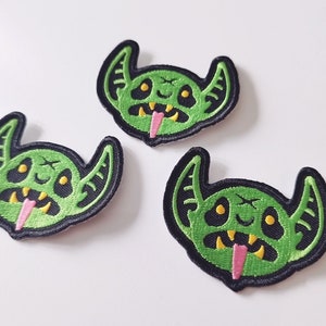 Level 1 Goblin - sew on embroidered patch / small filler patch for jackets / trash goblin / RPG patch / boardgame patch / green goblin head