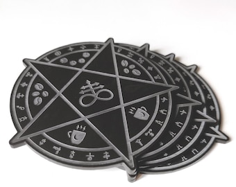 Dark Roast - Laser engraved coaster set / Coffee Tea / Pentagram / occult horror / Gothic decor / Satanic decor / Goth home / Witchy gift