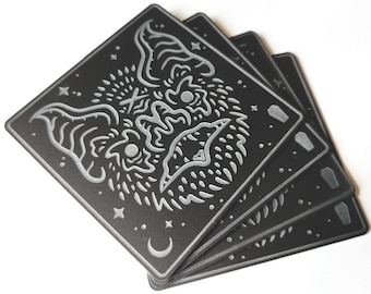 Dusk - Gothic bat coaster / laser engraved / spooky coffee coaster / coaster set / gothic decor / Goth homeware / cute bat art / halloween