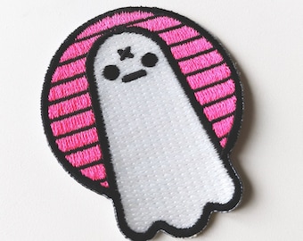 Hot Ghoul Summer - Embroidered ghost patch / Glow in the dark / Pastel Goth jacket patch / Synthwave / Under 10 / Halloween gift / Spooky