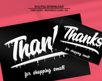 Small Business Thank You Cards / Shop Small / Gothic Design / A6 Postcard Flyer / Instant Digital Download / Print At Home / Black white