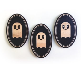 Basic Boo - Small Engraved Ghost Woodcut / Goth home decor / Gothic wall hanging / Witch Art / Spooky Decoration / Cute / Witch / Occult