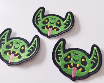 Level 1 Goblin - sew on embroidered patch / small filler patch for jackets / trash goblin / RPG patch / boardgame patch / green goblin head