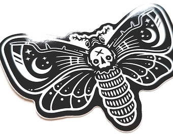 Murder Moth - Totenkopf Schwärmer Aufkleber / Gothic Aufkleber / Gothic Aufkleber / Motte / Totenkopf / Schädel / Schreibwaren / Wasserflasche
