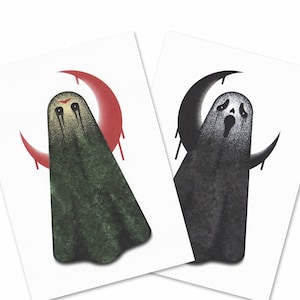 Horror Phantoms - A5 Ghost Art Print / Spooky wall art / Halloween print / Small gothic print / Ghost artwork / Spooky cute / witchy print