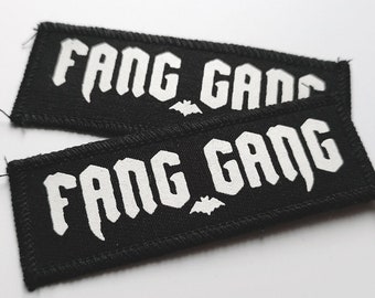 Fang Gang - screen printed vampire jacket patch / Goth / gothic / Sew on / Nosferatu / Denim jacket / punk / Dracula / horror / bat patch