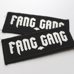 Fang Gang - screen printed vampire jacket patch / Goth / gothic / Sew on / Nosferatu / Denim jacket / punk / Dracula / horror / bat patch