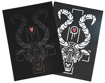 Hagel Zerstörer - A5 Ziegendruck / Gothic Druck / Gothic Poster / Ziege / Hexe / Black Phillip / 666 / Kruzifix / Kruzifix / Satanisch