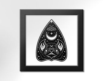 Der Hunger - quadratischer Gothic Planchette Druck - Hexe Poster / schwarze Magie Poster / Hexe Poster / Okkult / Hexerei / Vampir Fledermaus