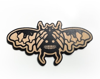 Void - Laser Engraved Wooden Beetle / Insect / Cryptid / Wall hanging / Goth decor / woodcut / Witch / Butterfly / death's-head hawkmoth