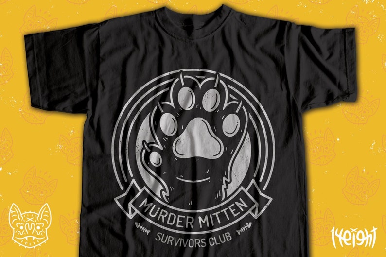 Murder Mittens cat t-shirt / I survived club / toe beans / funny cat / black kitty / spooky cat / momma / witch familiar / animal claws image 1