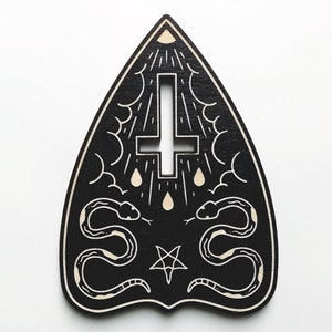 Cursed - Laser Engraved Planchette Woodcut / Horror gift / Goth home decor / Gothic wall hanging / Spirit board / Witch / Witchcraft / Magic