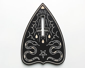 Cursed - Laser Engraved Planchette Woodcut / Horror gift / Goth home decor / Gothic wall hanging / Spirit board / Witchcraft art / Grunge