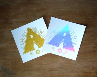 The Temple - Midsommar Festival foil prints / Gold and Holographic poster / Horror movie print / Flower art / Occult Witchcraft / Sweden