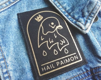 Hail Paimon - Screen Printed Horror Patch / Demonology / Occult / Witchcraft patch / King of Hell / Satan / Punk Patch / Goth patch / Pin