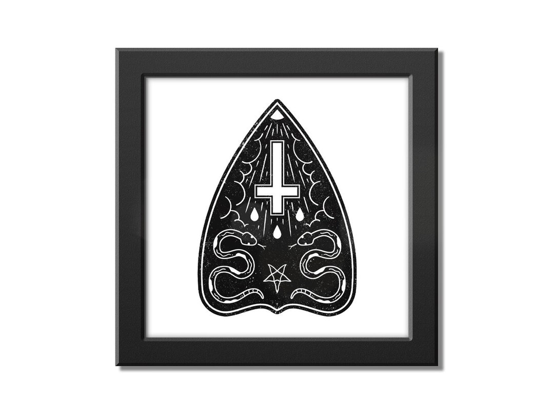 Cursed- Square Gothic Planchette Print - Witch Decor / Spirit Talking ...