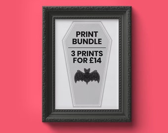 Mix and match A5 print bundle / Multi buy / Gothic art prints / Goth poster bundle / Gothic decor