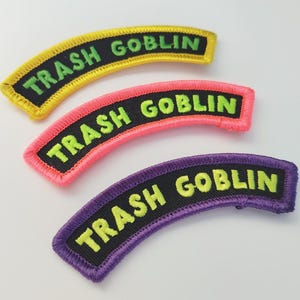 Müll Goblin - kleiner Rocker Patch für Jacken / Chaos Goblin / RPG Patch / grüner Kobold / grüner Kobold Kopf