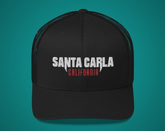 Santa Carla Trucker Hat - Embroidered horror hat / California / Vampire Bat / Snapback / baseball cap / Goth headwear / 80s VHS movie