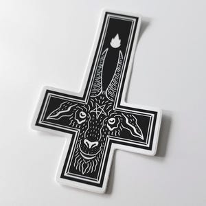 The King - Inverted crucifix sticker / Occult design / Goth decal / Black Phillip / Goat / Witch sticker / Halloween slaps / Black Phillip