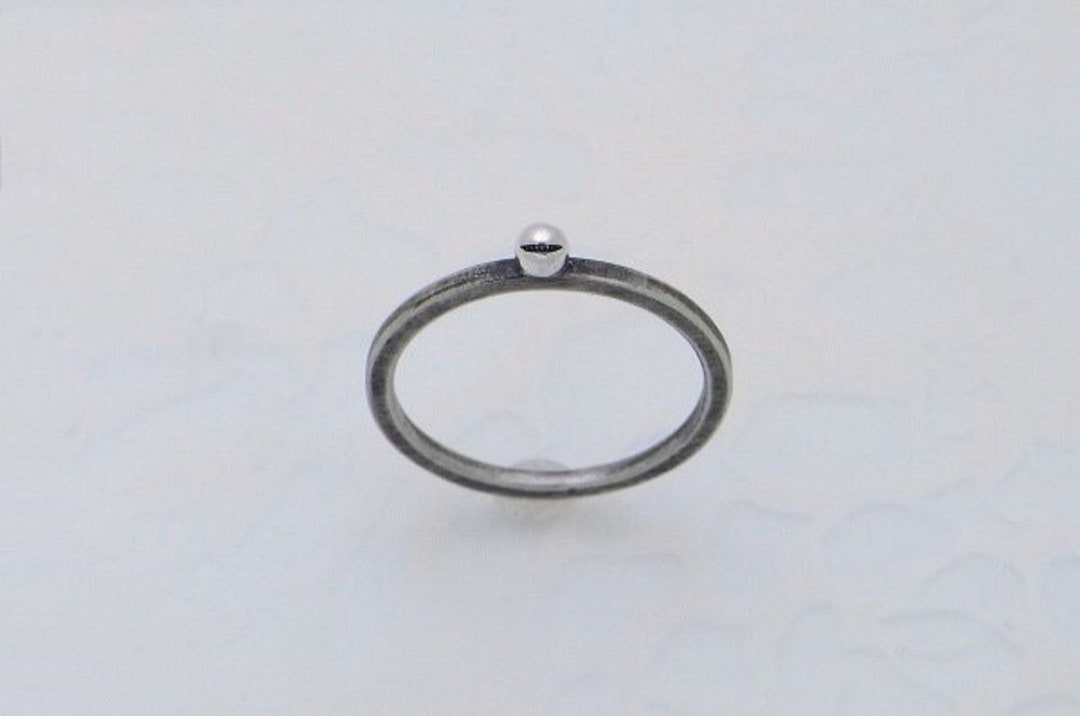 Smile Ball Ring_1 s_m-r.42 / Stackable Sterling Silver - Etsy
