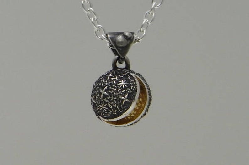 crescent moon smile jewelry necklace pendant sterling silver ball crescent moon smile s/_m-P.81